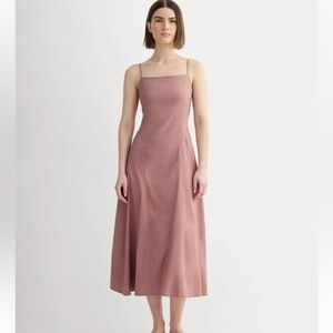 Everlane The Seamed Dress in Stretch Linen Women Size 2 Rose Dusk $168